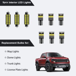 9pcs F150 Interior LED Lights Kit Super Bright LED Map Dome Light Bulbs for 2009 2010 2011 2012 2013 2014 Ford F150 Pickup all models