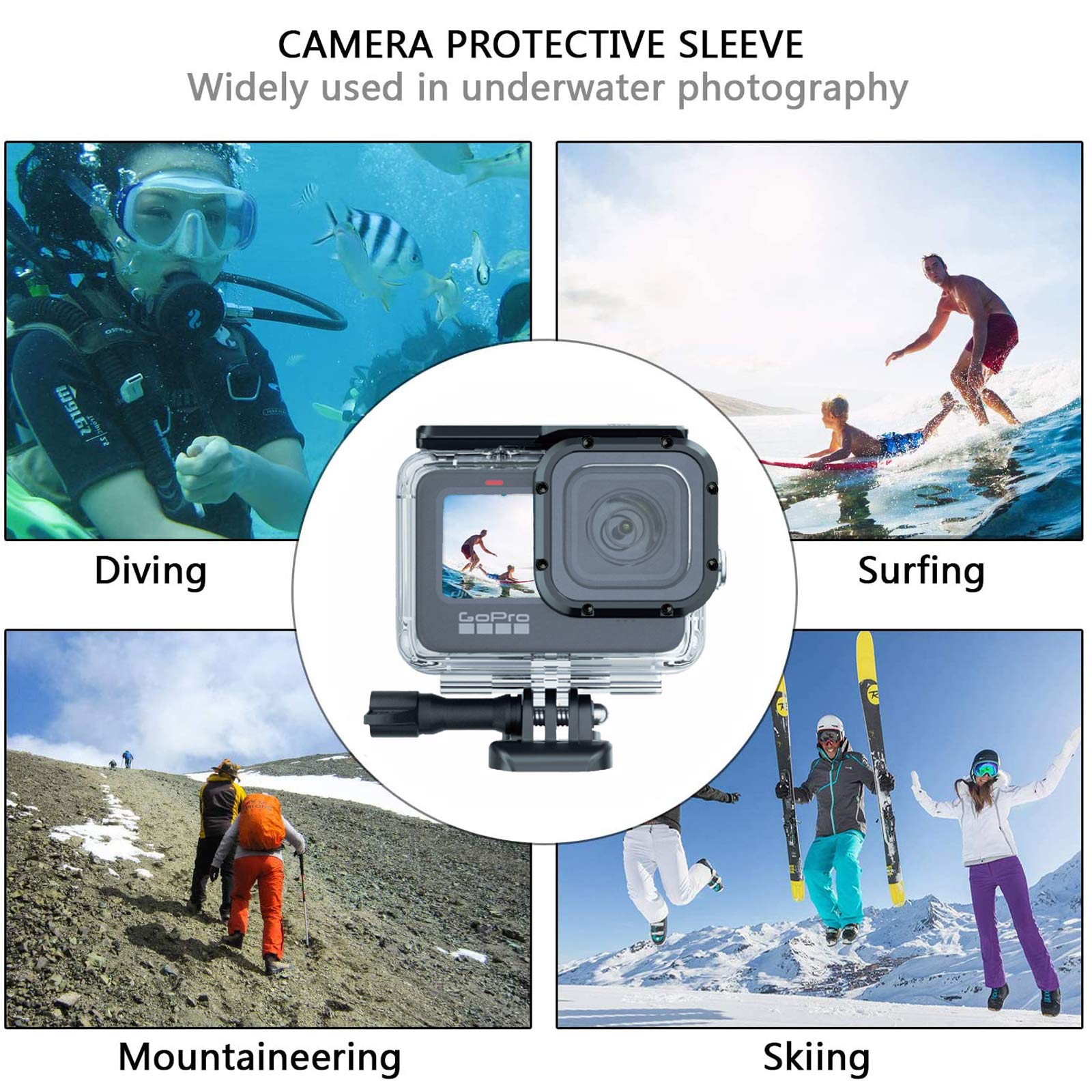 Waterproof Case for Gopro Hero 12 11 10 9 Accessories, SRUIM Underwater Diving 50M/164FT Protective Housing Shell for Go Pro Hero12 Action Camera with Bracket Accessories