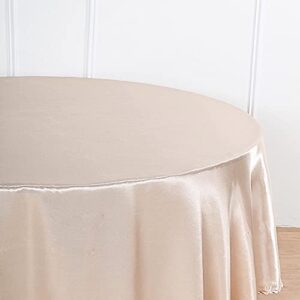 Beige 108" Satin Round Tablecloth