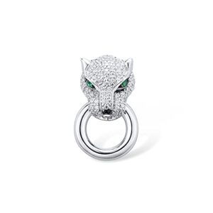 Santuzza Panther Pendant 925 Sterling Silver Leopard Pendants White Cubic Zirconia Green Spinel Jaguar Jewelry