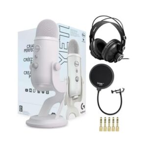 Blue Microphones Yeti USB Microphone (Blackout) Bundle with Knox Gear Headphones and Pop Filter (3 Items)