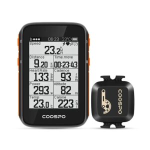 coospo bike computer wireless gps,bike speedometer with auto backlight, bluetooth5.0 ant cycling gps computer,bicycle computer wireless bc200 bundle with coospo cadence speed sensor …