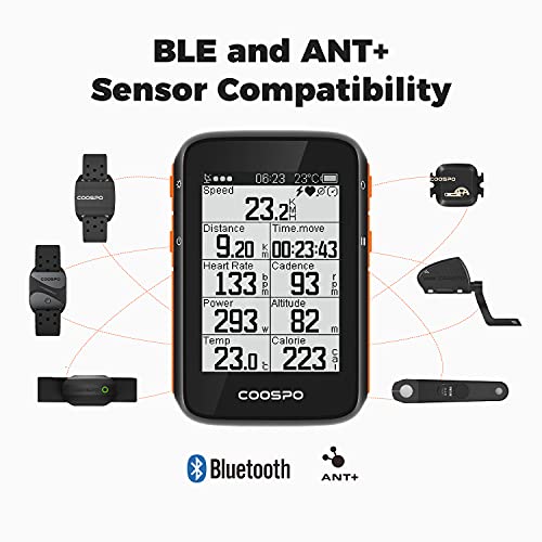 COOSPO Bike Computer Wireless GPS,Bike Speedometer with Auto Backlight, Bluetooth5.0 ANT Cycling GPS Computer,Bicycle Computer Wireless BC200 Bundle with CooSpo Cadence Speed Sensor …