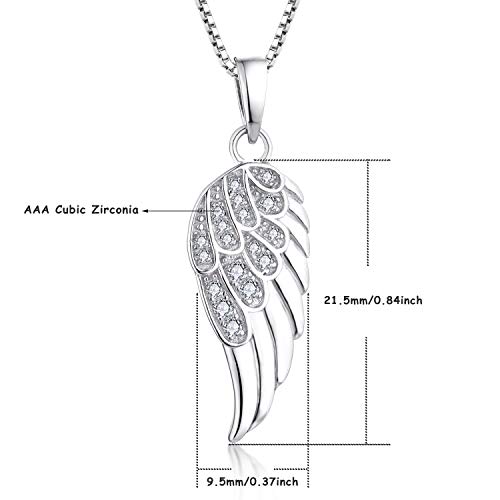 STARCHENIE 925 Sterling Silver Angel Wing Pendant Necklace for Women Cubic Zirconia 18" Chain