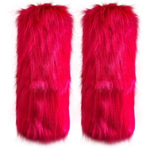 cityelf womens fur leg warmer winter furry long boot cuffs fuzzy shoes cover party costume holiday festival performance play