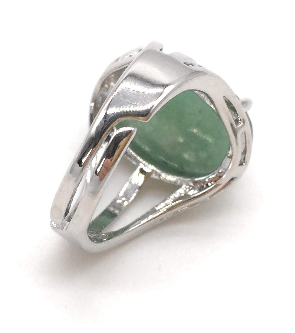 Faceted Oval Round Shape Natural Stone Adjustable Ring for Women Gemstones Healing Crystal Jewelry Wedding Engagement Anniversary Birthday Gift (Oval Shape Green Aventurine)