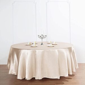 Beige 108" Satin Round Tablecloth