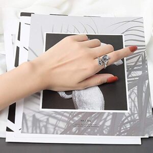 KOEDLN Vintage Koi Fish Ring Animal Thai Silver Opening Adjustable Ring for Women Jewelry