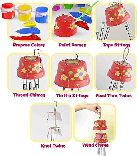 Dan&Darci Wind Chime Making & Painting Kit - Arts and Crafts Gift for Girls & Boys Ages 6, 7, 8, 9, 10-12 - Birthday & Easter Gifts for Kids - Kid Art & Craft Kits - DIY Stuff for Girl Age 6-12