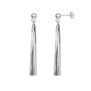 savlano 925 sterling silver white yellow & rose color dangle drop tassel threader stud women earrings (white)