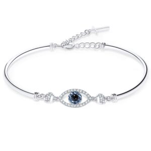 sue's secret evil eye bracelet crystal jewelry bangle with a tiny cross extender for women mothers day easter gifts for mom anniversary day birthday