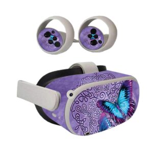 mightyskins skin compatible with oculus quest 2 - celtic butterflies | protective, durable, and unique vinyl decal wrap cover | easy to apply, remove, and change styles | made in the usa (ocqu2-celtic butterflies)