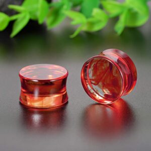 COOEAR 2 Pairs Matched Set Gauges for Ears Flesh Tunnels Kits Plugs Earrings Red Acrylic Ear Expander Stretchers Piercing.