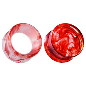 cooear 2 pairs matched set gauges for ears flesh tunnels kits plugs earrings red acrylic ear expander stretchers piercing.