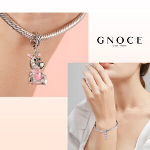 GNOCE Cute Hippo Pendant Charm Sterling Silver Animal Dangle Charm Fit Bracelet/Necklace Christmas Gift Charms for Women Wife