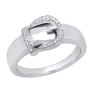 dazzlingrock collection 0.08 carat (ctw) round white diamond women buckle right hand ring, sterling silver, size 6.5