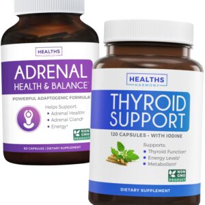 Bundle of Thyroid Support & Adrenal Support - Complete Balance Bundle Thyroid Support with Iodine Improve Your Energy and Adrenal Support & Cortisol Manager (Non-GMO) Powerful Adrenal Health Support