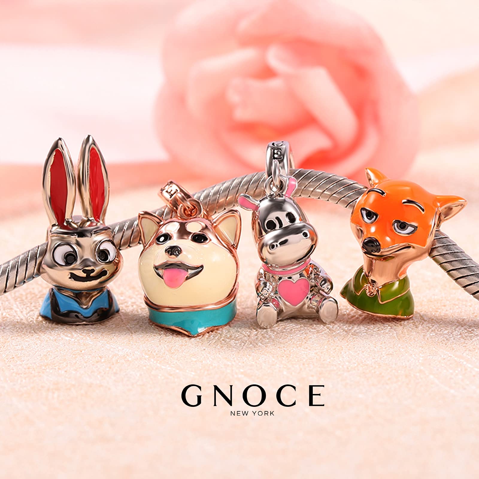 GNOCE Cute Hippo Pendant Charm Sterling Silver Animal Dangle Charm Fit Bracelet/Necklace Christmas Gift Charms for Women Wife