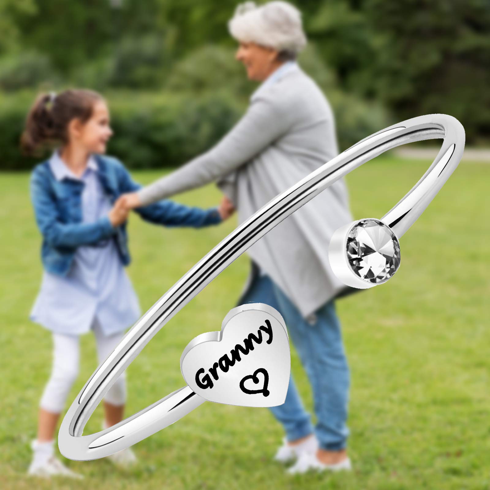 FEELMEM Family Jewelry Granny Bracelet Open Cuff Bangle Grandma Jewelry Granny Gift from Grandkids Nana Gift Best Granny Ever Gift