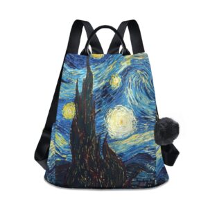 alaza starry night sky van gogh backpack purse for women anti theft fashion back pack shoulder bag