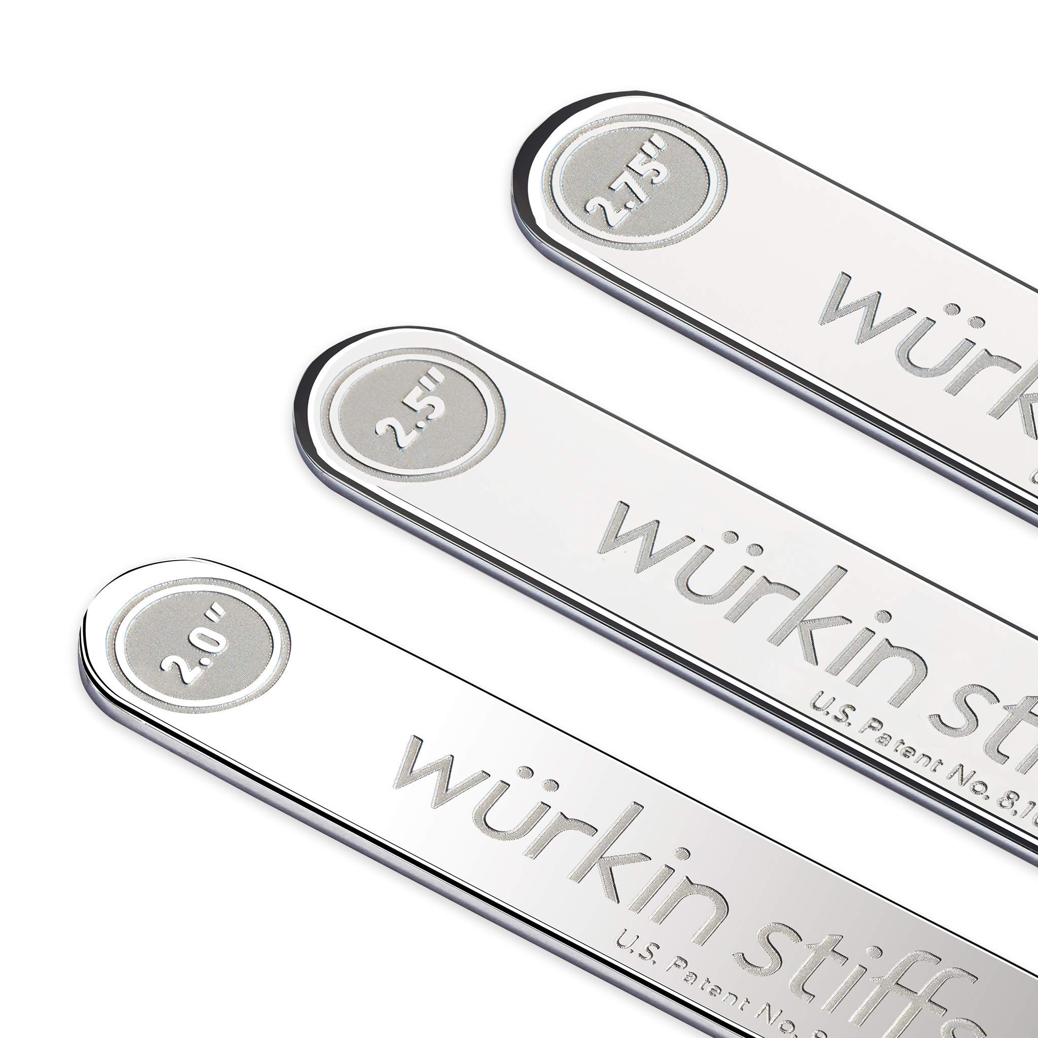 Würkin Stiffs 3-Pair Power Stays Magnetic Collar Stays 3 Pair, 3 Sizes | Includes (2) 2.0” Power Stays, (2) 2.5” Power Stays and (2) 2.75” Power Stays | Gift for Men | As Seen on Shark Tank