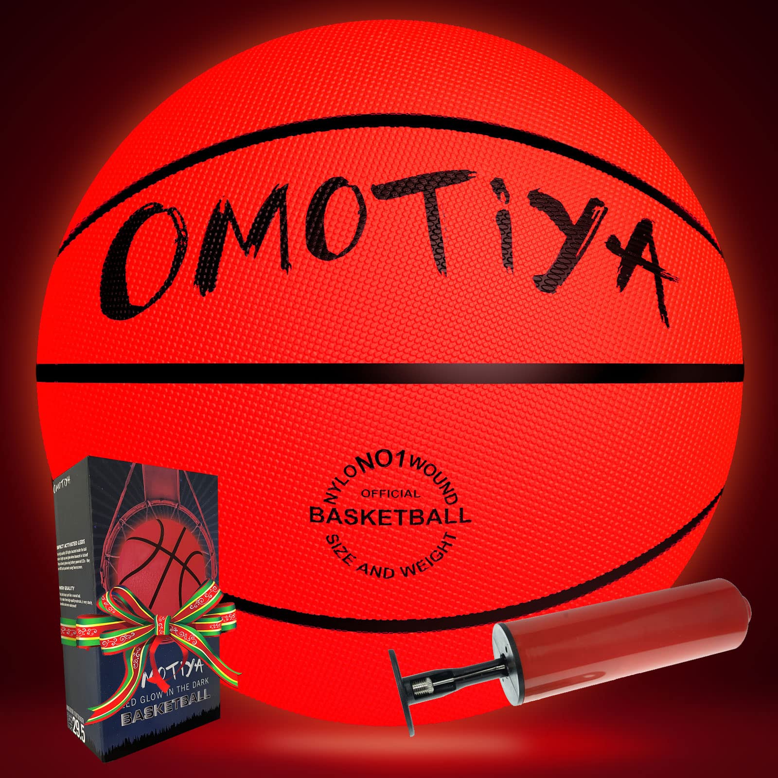 OMOTIYA Glow in The Dark Basketball, LED Light Up Basketball, Night Glowing Ball, Cool Sports Gear 8-12 Year Old, Toy Basketball Gifts Ideas & Games for Age 8, 9, 10, 11, 12, 13+ Kid Teens Boys Girls