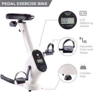 Upright Training X-Bike With Magnetic Resistance - Exercise Cycling Bicycle for Cardiac Aerobic Exercise, White - Keep Fit at Work or Home - 8 gears - Digital Display - Arm Rest - Non-Slip Pedals