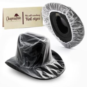 CHAPEAU TRIBE Premium Cowboy Hat Cover - Vinyl Transparent Cowboy Hat Protector from Dust & Rain (Clear Vinyl, X-Large)