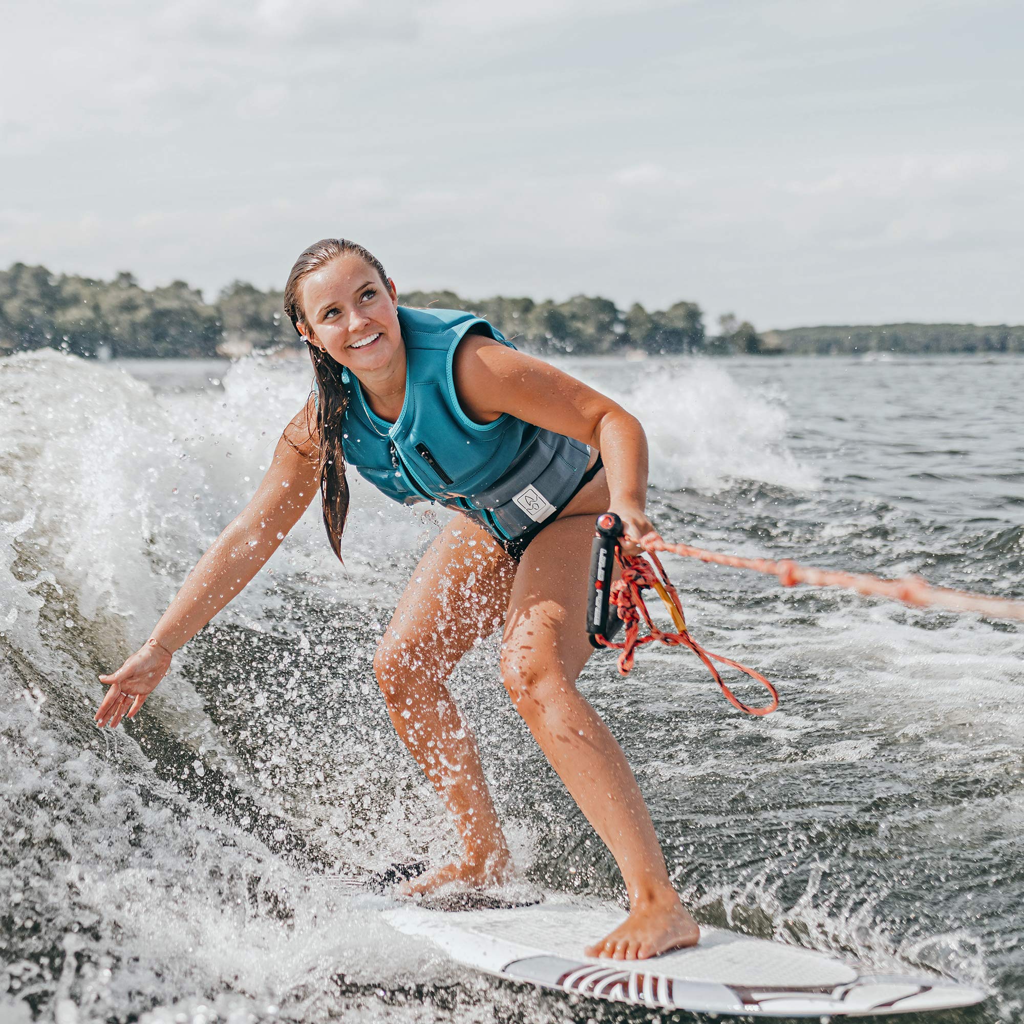 Womens Neoprene Wakesurf Comp Vest - Designed Exclusively for Wake Surfing, but Great for All Other Watersports Activities! (Aqua, XL)