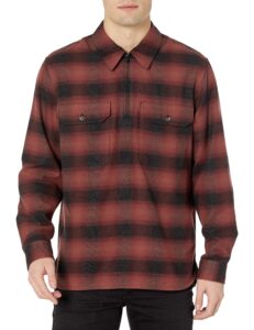 vince mens tonal plaid quarter zip,redcurrant,medium