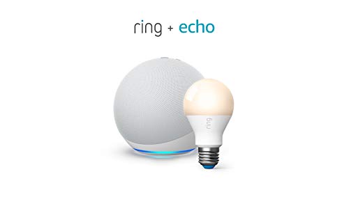 All-new Echo (4th Gen) - Glacier White - bundle with Ring A19 Smart LED Bulb