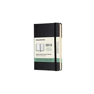 moleskine classic 18 month 2021-2022 weekly planner, hard cover, pocket (3.5" x 5.5"), black