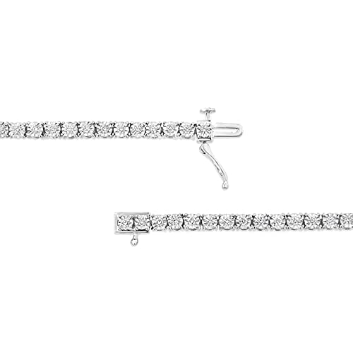 Haus of Brilliance .925 Sterling Silver 1.0 Cttw Lab Grown Diamond Illusion-Set Miracle Plate Tennis Bracelet (G-H Color, VS1-VS2 Clarity) - Size 7.25"