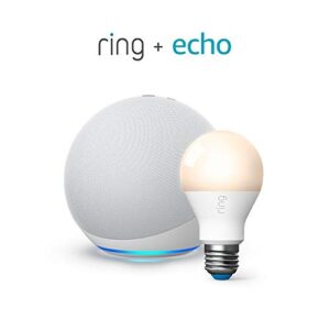 All-new Echo (4th Gen) - Glacier White - bundle with Ring A19 Smart LED Bulb