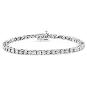 Haus of Brilliance .925 Sterling Silver 1.0 Cttw Lab Grown Diamond Illusion-Set Miracle Plate Tennis Bracelet (G-H Color, VS1-VS2 Clarity) - Size 7.25"