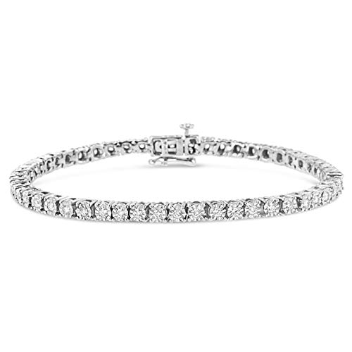 Haus of Brilliance .925 Sterling Silver 1.0 Cttw Lab Grown Diamond Illusion-Set Miracle Plate Tennis Bracelet (G-H Color, VS1-VS2 Clarity) - Size 7.25"