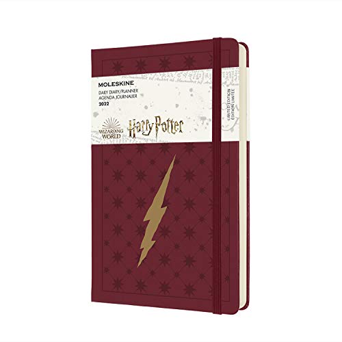 Moleskine Limited Edition Harry Potter 12 Month 2022 Daily Planner, Hard Cover, Large (5" x 8.25"), Bordeaux Red