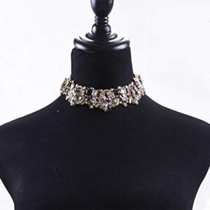 Crystal Rhinestone Statement Necklace-Vintage Chunky Chain Choker Collar Bib Statement Necklace Fashion Costume Jewelry Necklaces for Women