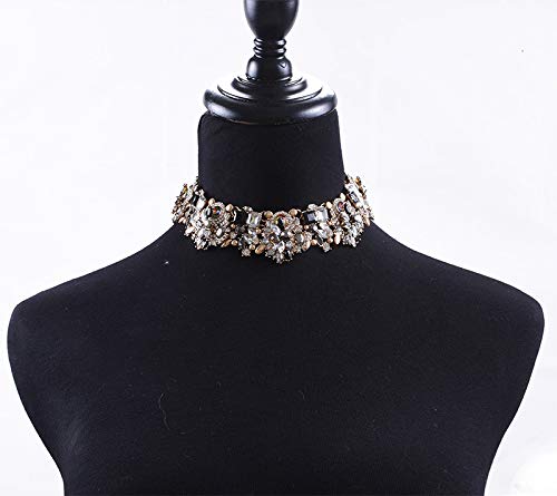 Crystal Rhinestone Statement Necklace-Vintage Chunky Chain Choker Collar Bib Statement Necklace Fashion Costume Jewelry Necklaces for Women