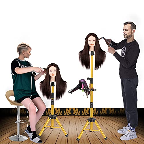 ZQIAN BEAUTY 55 Inch Wig Stand Tripod - Adjustable Mannequin Head Stand Tripod Stainless Steel Wig Tripod Stand Wig Head Stand Tripod with Tool Tray (Mannequin Head Not Included)