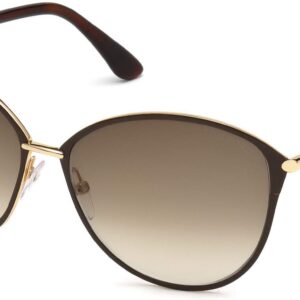 Tom Ford FT0320 Penelope 28F Rose Gold/Plastic Lens Brown Gradient Round Sunglasses for Women + BUNDLE with Designer iWear Eyewear Kit