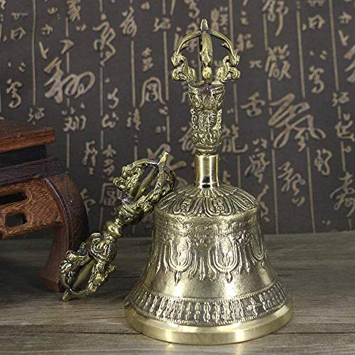 Tibetan Buddhist Meditation Bell and Dorje Set, Made in Nepal-100% Handmade 6.7 inches Dharma Objects Brass Bell for Home Decoration for Meditation, Prayer, Reiki, Clarity, Focus, Healing Dorje Set