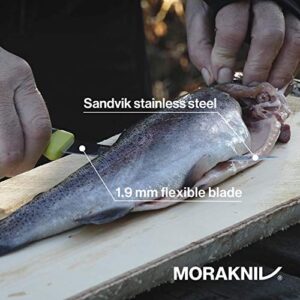 Morakniv Companion Sandvik Stainless Steel Fish Fillet Knife with Sheath, Black/Yellow, 6.1 Inch