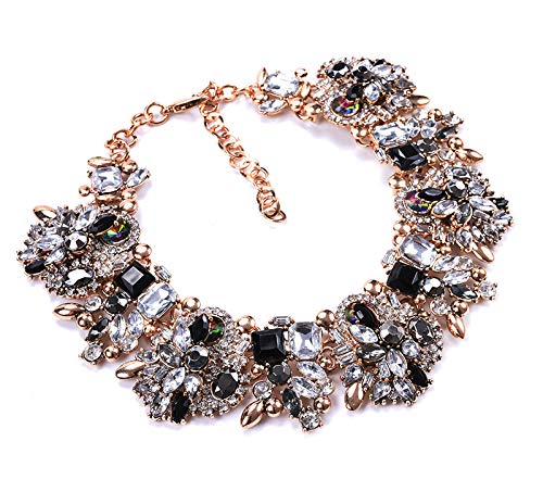 Crystal Rhinestone Statement Necklace-Vintage Chunky Chain Choker Collar Bib Statement Necklace Fashion Costume Jewelry Necklaces for Women