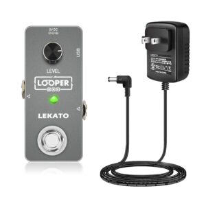 lekato guitar looper effect pedal loop pedal unlimited overdubs 5 minutes looping time looper pedal with usb cable and 9v 0.6a pedal power supply adapter