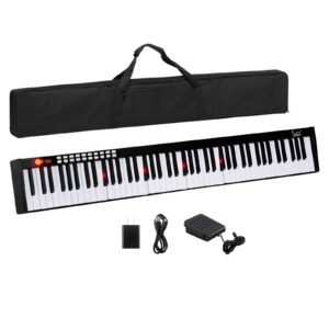 glarry 88 key digital piano portable touch sensitive electronic keyboard w/lighted keys, midi keyboard, built-in speakers, power supply, power supply, portable bag (black)