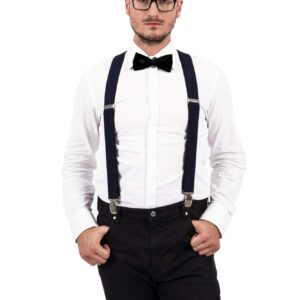 Decalen Mens Suspenders X Style Very Strong Clips Adjustable One Size Fits All Heavy Duty Braces (Black 1)