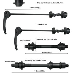 Free-fly MTB Quick Release Bicycle Hub, Road Mountain Bike Front & Rear Axle Hollow Shaft Set with Standard Spacing (1 Pair, 4 Piece)