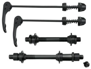 free-fly mtb quick release bicycle hub, road mountain bike front & rear axle hollow shaft set with standard spacing (1 pair, 4 piece)