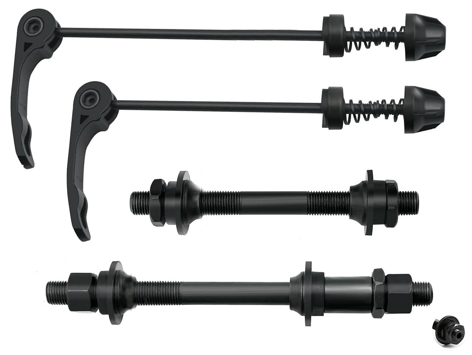 Free-fly MTB Quick Release Bicycle Hub, Road Mountain Bike Front & Rear Axle Hollow Shaft Set with Standard Spacing (1 Pair, 4 Piece)